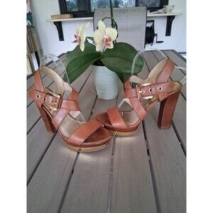 Michael by Michael Kors Calder Platform Sandals Heels, Brown, Size 9 SB6